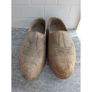 2 VINTAGE HAND CARVED WOODEN CLOGS